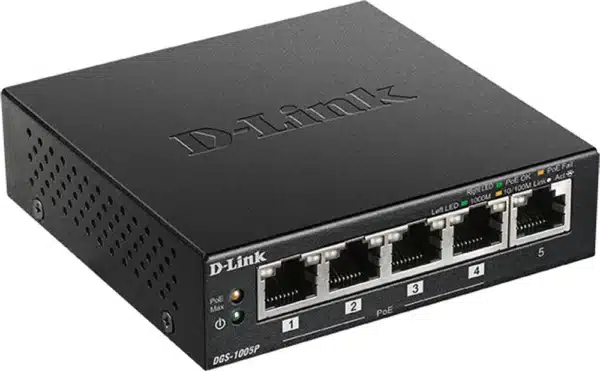 5 Ports switch med 4 POE porte