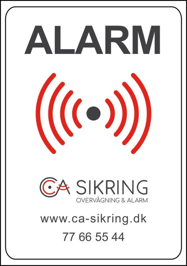Alarm klistermærker udvendig montering enkeltside (5 styk)